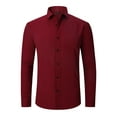 thumbnail image 1 of DEMOTIME Men's Formal Blouses Long Sleeve Wrinkle Free Stretch Business Button-Up Shirt 2XL Burgundy, 1 of 4
