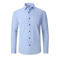 thumbnail image 1 of DEMOTIME Men's Formal Blouses Long Sleeve Wrinkle Free Stretch Business Button-Up Shirt S Blue, 1 of 4