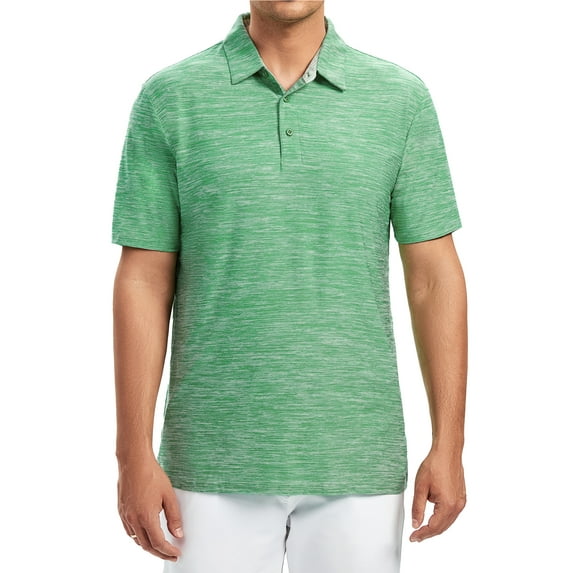Demotime Men's Golf Polo Shirts Short Sleeve Light Green 2XL Performance Shirt Moisture Wicking Dry Fit Golf Shirts for Men