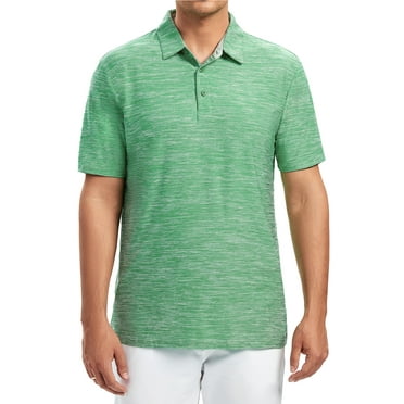 Demotime Men's Golf Polo Shirts Short Sleeve Light Green L Performance Shirt Moisture Wicking Dry Fit Golf Shirts for Men