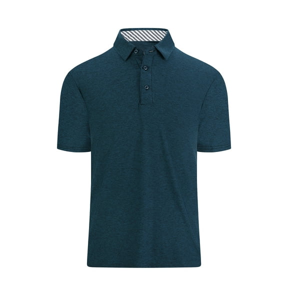 Demotime Men's Golf Polo Shirts Short Sleeve Navy Blue L Performance Shirt Moisture Wicking Dry Fit Golf Shirts for Men