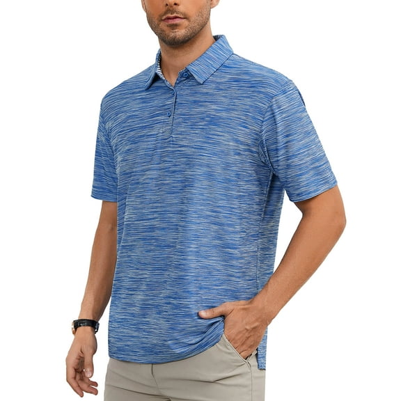 Demotime Men‘s Golf Shirt Moisture Wicking Quick-Dry Blue XL Short Sleeve Casual Polo Shirts for Men
