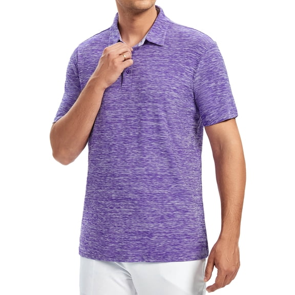 Demotime Men‘s Golf Shirt Moisture Wicking Quick-Dry Purple M Short Sleeve Casual Polo Shirts for Men