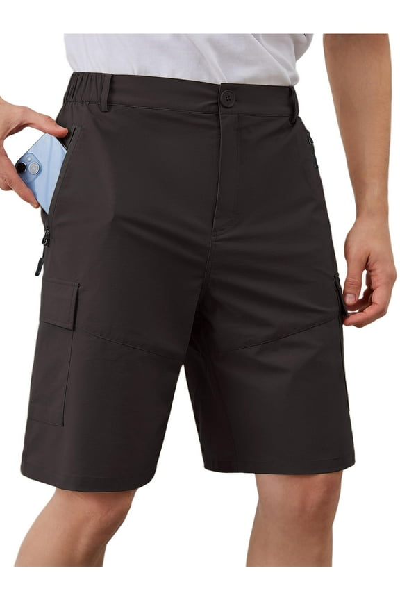 Men's Hiking Cargo Shorts Lightweight Casual Outdoor Work Shorts for Men with 5 Zipper Pockets Deep Grey XL