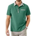thumbnail image 1 of Demotime Men's Polo Shirts Casual Button-Down Shirts Short Sleeve Polo Shirts Green S Contrast Turndown Collar T Shirts Golf Solid Classic Stylish Tops, 1 of 7