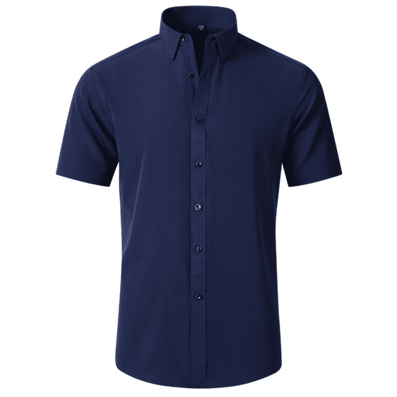 Demotime Mens Button Down Shirt Casual Summer Short Sleeve Shirts for Men Navy Blue M