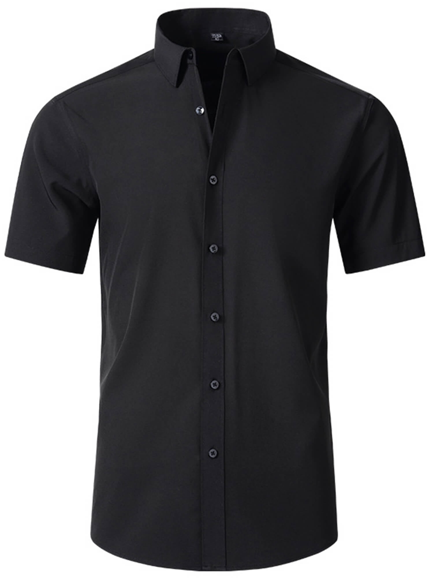 Demotime Mens Dress Shirts Short Sleeve Solid Formal Business Shirts ...