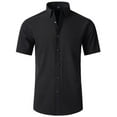 thumbnail image 1 of Demotime Mens Dress Shirts Short Sleeve Solid Formal Business Shirts Black M, 1 of 8