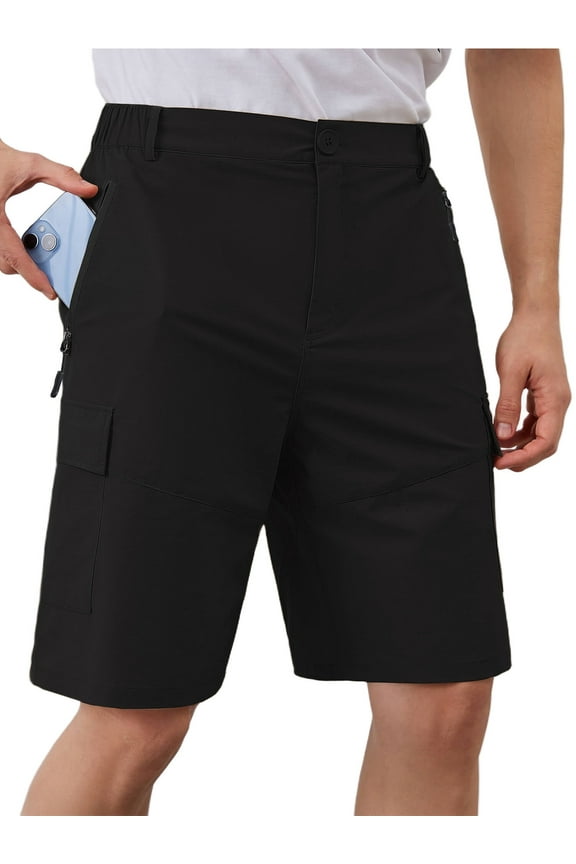 Mens Hiking Cargo Shorts with 5 Zipper Pockets Quick-Dry Lightweight Golf Casual Shorts Black XL
