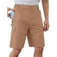 thumbnail image 1 of Demotime Mens Hiking Cargo Shorts with 5 Zipper Pockets Quick-Dry Lightweight Golf Casual Shorts Dark Khaki S, 1 of 7