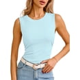 thumbnail image 1 of DEMOTIME Women's Tank Tops Crew Neck Casual Summer Sleeveless Basic Shirts Sky Blue Medium, 1 of 8
