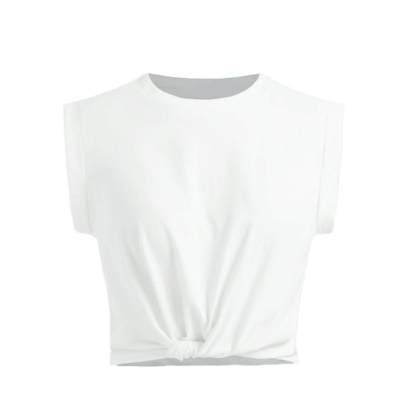 Demotime Women's Tank Tops Ivory m Casual Sleeveless Crew Neck Summer Workout T-shirts