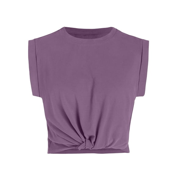 Demotime Women's Workout Tops Activewear Casual Cap Sleeve Crew Neck T-shirts Dark Lavander