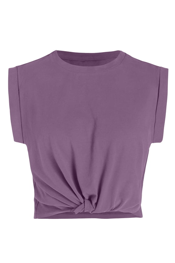 Women's Workout Tops Activewear Casual Cap Sleeve Crew Neck T-shirts Dark Lavander