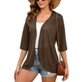 thumbnail image 1 of Demotime Womens Cardigan Lightweight Open Front 3/4 Sleeve Casual Soft Loose Fit Beach Cover Up Coffee L, 1 of 6