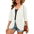 thumbnail image 1 of Demotime Womens Cardigan Lightweight Open Front 3/4 Sleeve Casual Soft Loose Fit Beach Cover Up White XL, 1 of 6