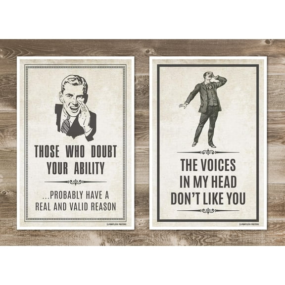 Demotivational Quotes and Sayings Posters - Set of Two 12x18 Prints - Funny Gift for Dorm Room or Sarcastic People