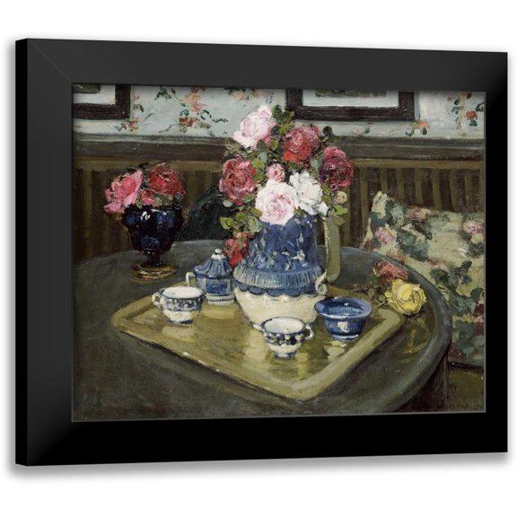 Demout, Adrian 14x12 Black Modern Framed Museum Art Print Titled - Roses On a Table