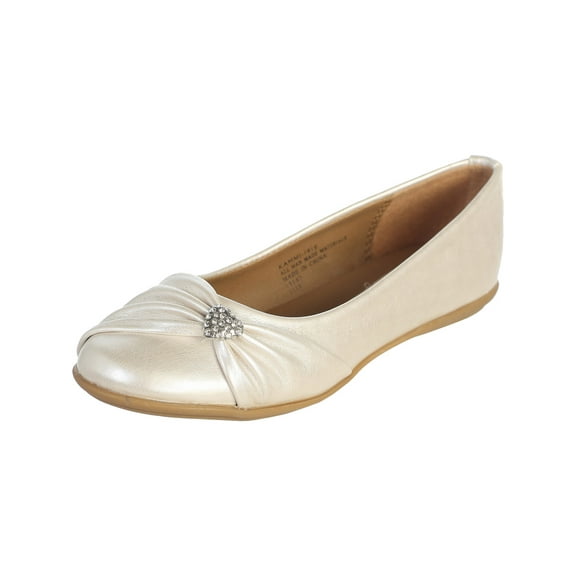 Dempsey Marie Infant and Girl's Flat Shoes with Rhinestone Heart - Available in Ivory or White