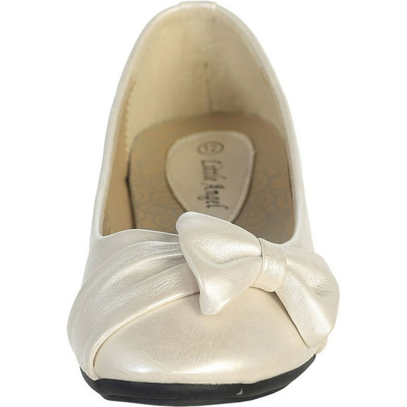 Dempsey Marie Ivory Pearl or White Infant & Girl's Flat Shoes with Side Bow