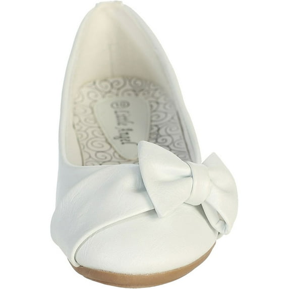 Dempsey Marie Ivory Pearl or White Infant & Girl's Flat Shoes with Side Bow