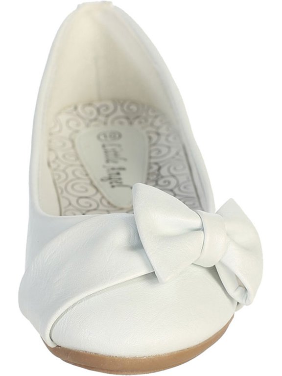 Dempsey Marie Ivory Pearl or White Infant & Girl's Flat Shoes with Side Bow