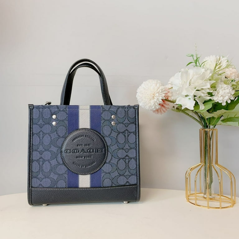 Dempsey Tote 22 In Signature Jacquard With Stripe And Coach