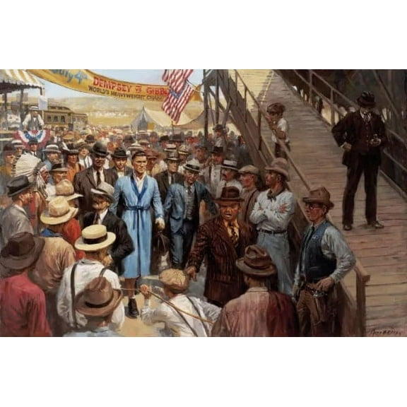 Dempsey vs Gibbons by Andy Thomas - Canvas Giclee Limited Edition Signed & Numbered 200 20x28 - Premium Sports Art - 1 Unit per pack