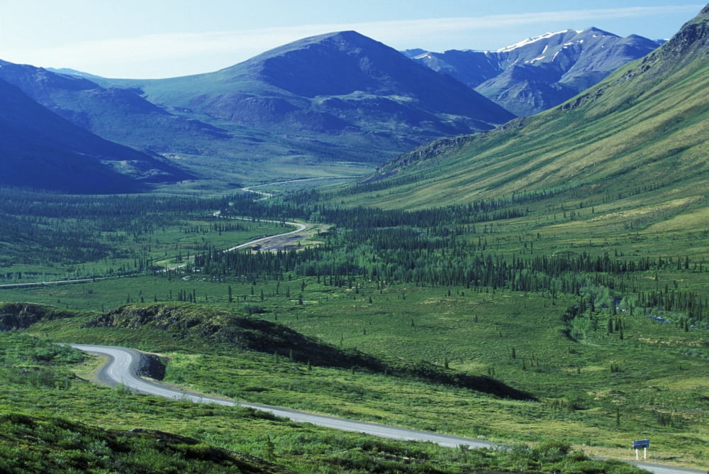 Dempster Highway Winding Through Ogilvie Mtns Yukon Canada Summer Canvas Art - Michael DeYoung Design Pics (34 x 22)