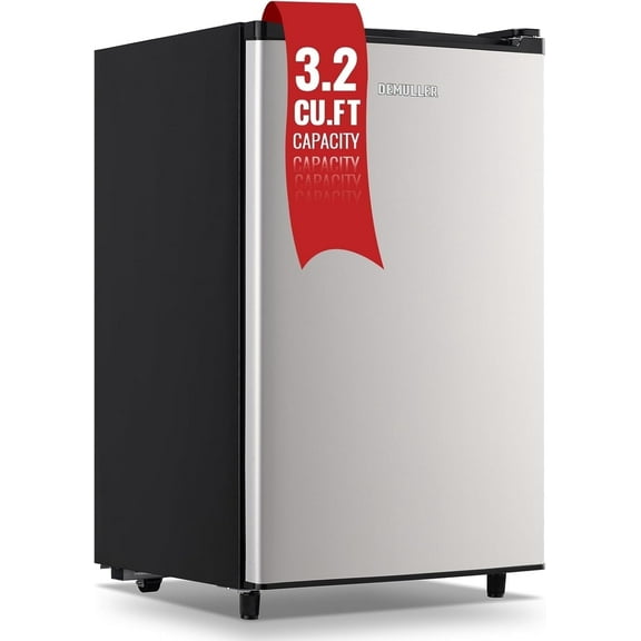 Demuller Upright Freezer 3.2 Cu.ft Freezer 7-speed Temperature Control Fix Shelves Silver New