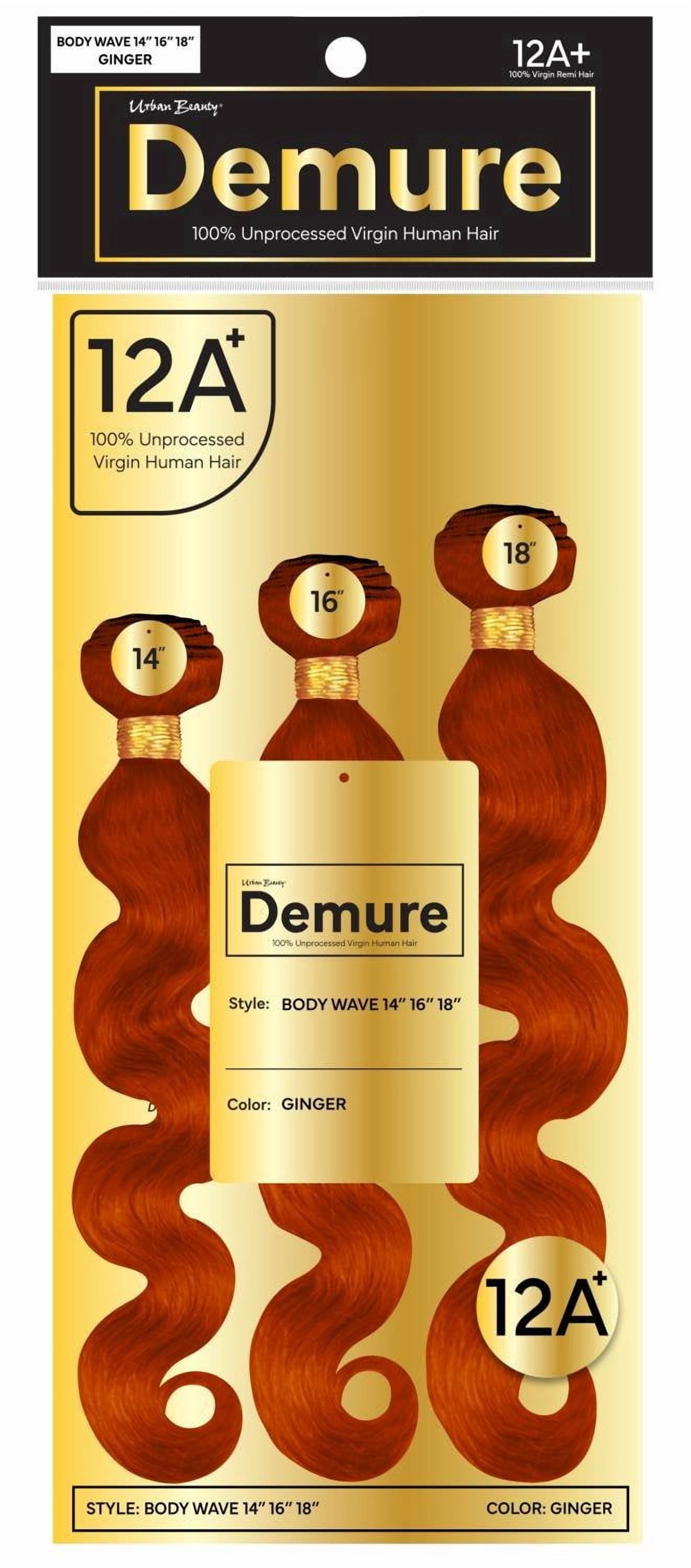 Demure 100% Human Hair Body Wave Bundle Set – 14"/16"/18", Ginger, 12A Grade