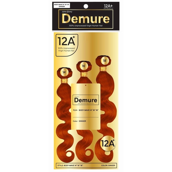 Demure 100% Human Hair Body Wave Bundle Set 14"/16"/18", Ginger, 12A Grade
