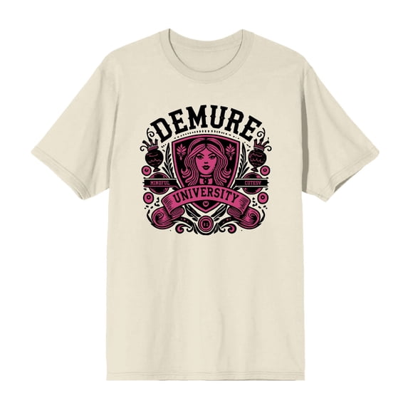 Demure University Adult Natural Crew Neck Short Sleeve Tee-XL