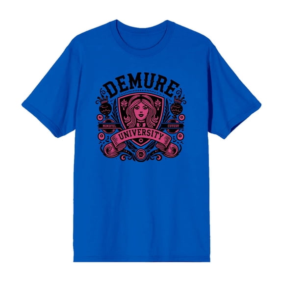 Demure University Adult Royal Blue Crew Neck Short Sleeve Tee-Medium