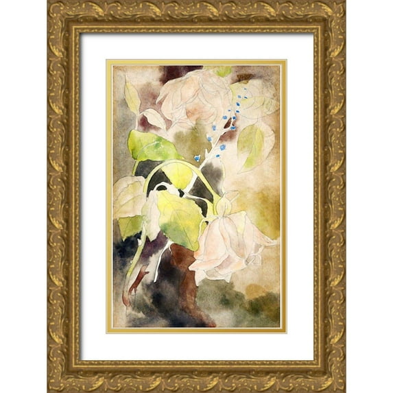 Demuth, Charles 10x14 Gold Ornate Wood Framed with Double Matting Museum Art Print Titled - Peachy Rose