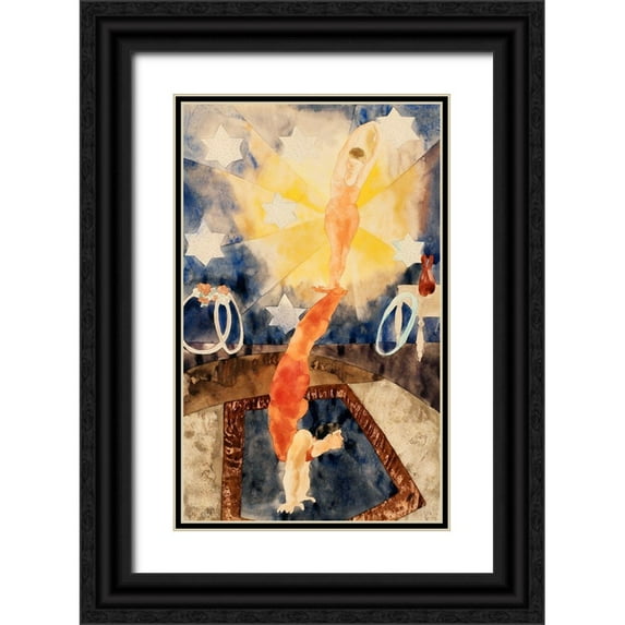 Demuth, Charles 13x18 Black Ornate Wood Framed with Double Matting Museum Art Print Titled - Two Acrobats in Red Tights