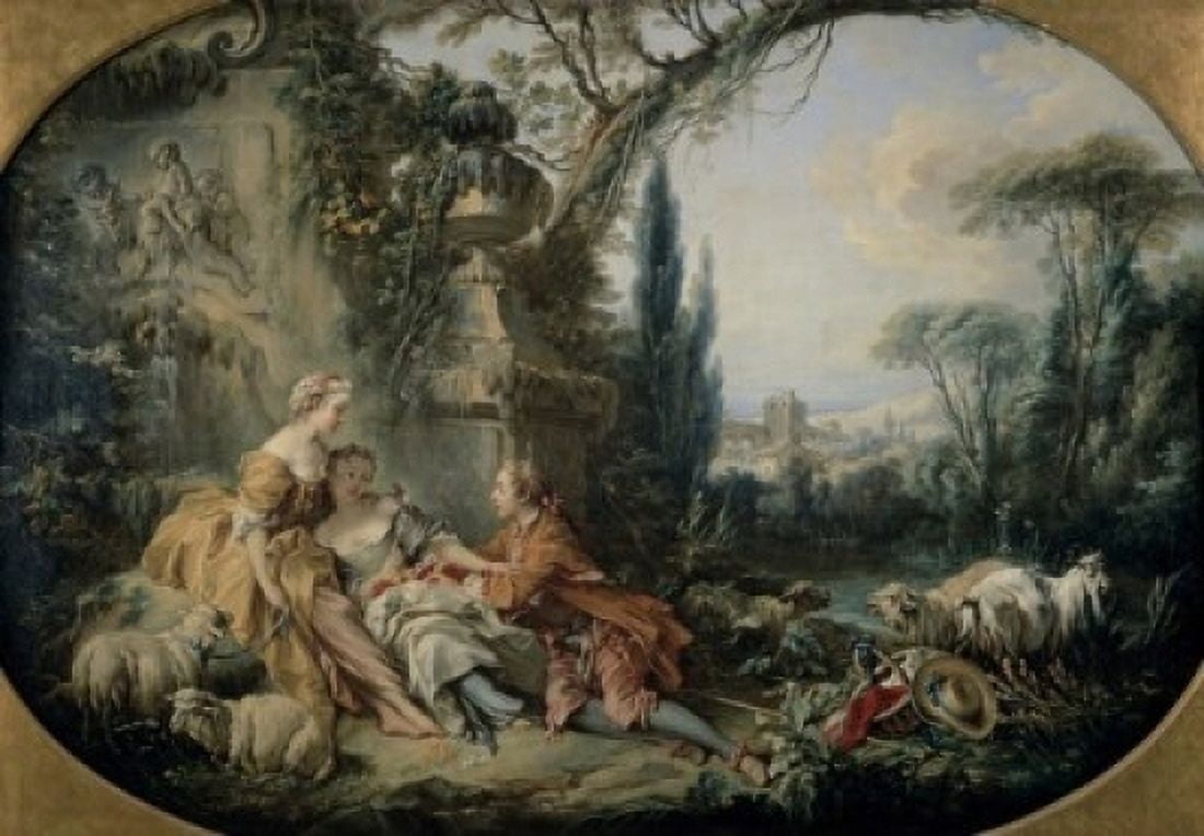 The Den Or Charmes Of Rural Life Le Nid Ou Charmes De La Vie Champetre Francois Boucher (1703-1770 French) Musee du Louvre Paris France Canvas Art - Francois Boucher (24 x 36)