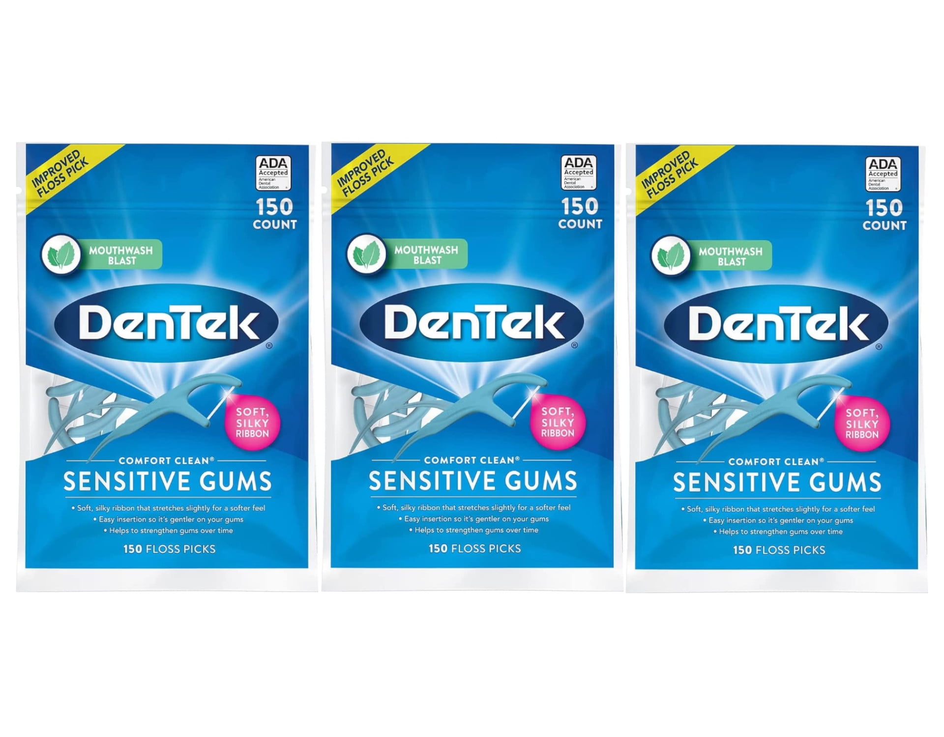 DenTek Dental Floss Picks for Sensitive Gums, Easy Insertion, Soft