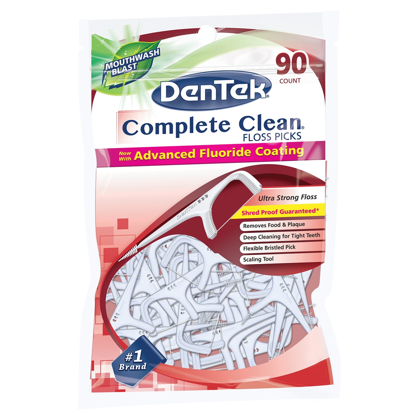 DenTek Complete Clean Floss Picks, Removes Food & Plaque, 90 Count ...