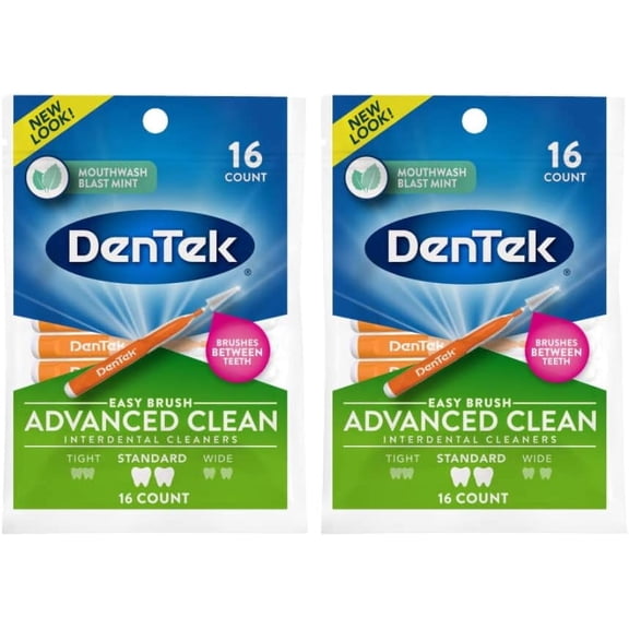 DenTek Easy Brush Interdental Cleaners, Standard, 16 Count, (Pack of 2)