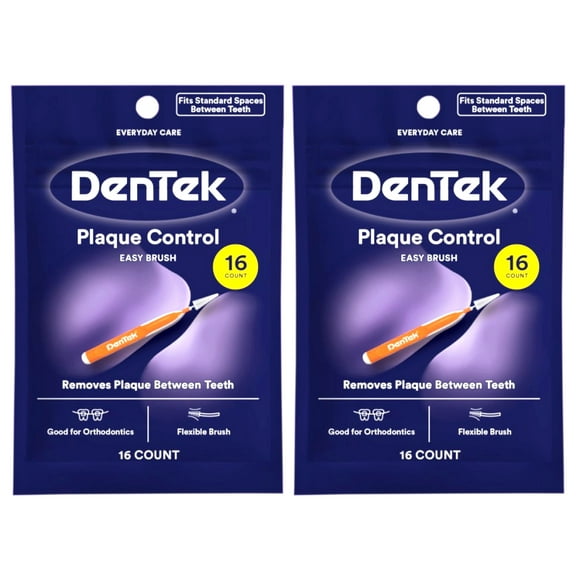 DenTek Easy Brush Plaque Control Standard Interdental Cleaners, 16 Count (Pack of 2)