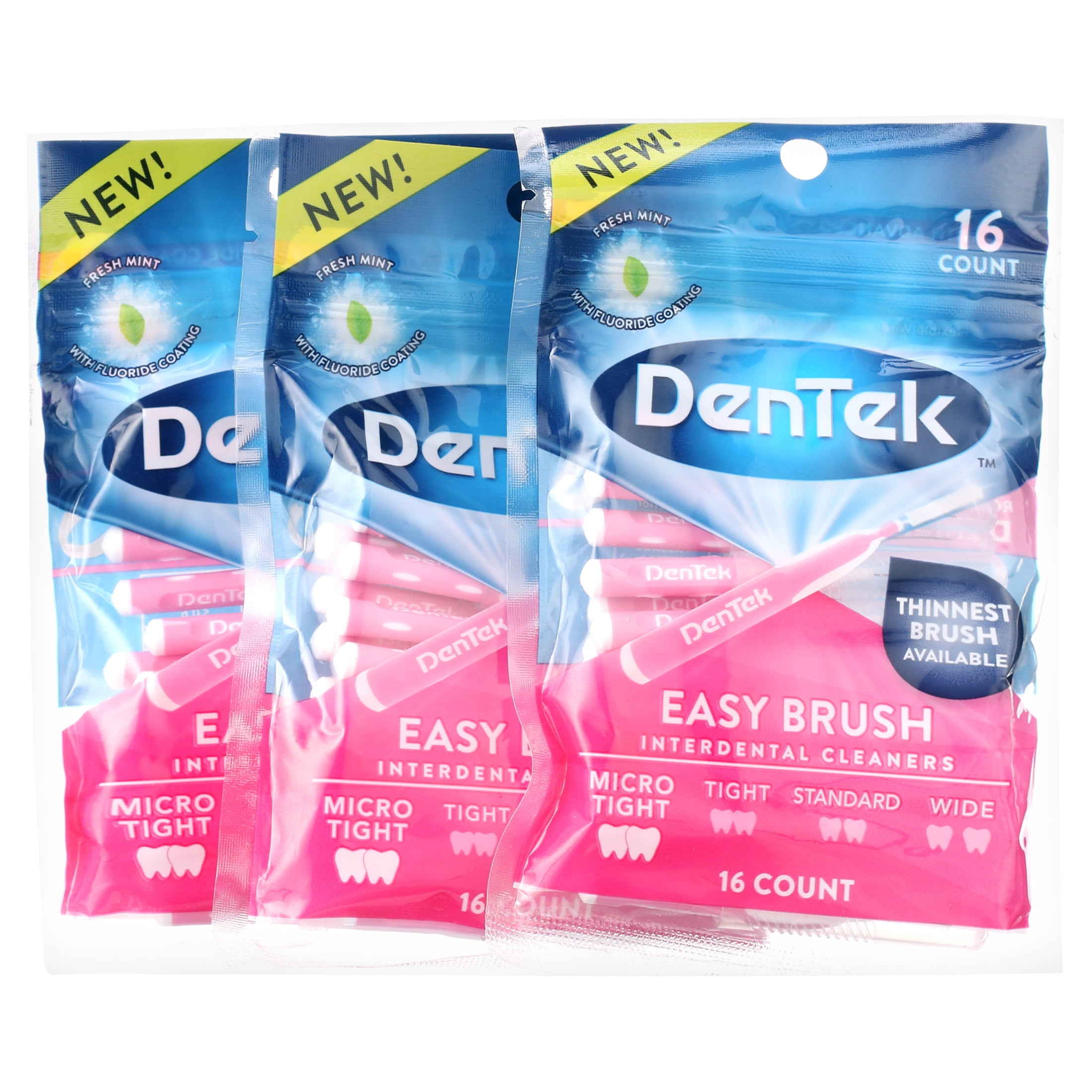 DenTek Easy Brush Micro Tight Interdental Cleaners, 16 count, Pack of 3