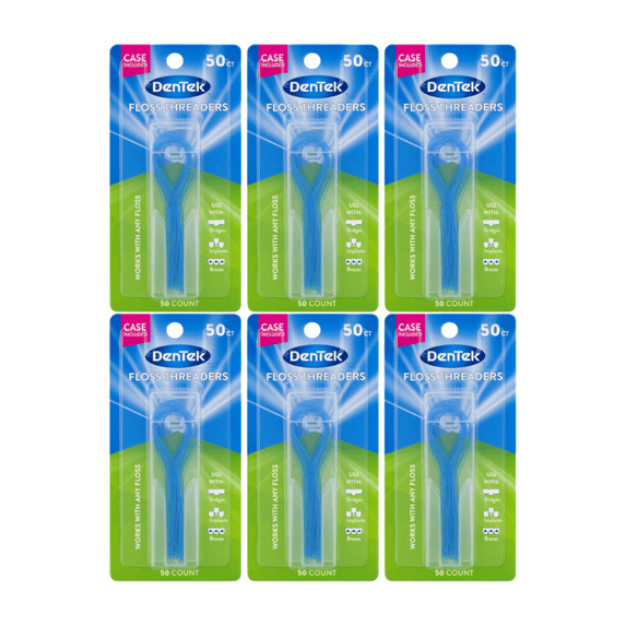 DenTek Floss Threaders, For Braces, Bridges, and Implants, 50 Count - 6 Pack