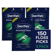 DenTek Flossers, Advanced Clean Dental Floss Picks, No Break & No Shred Floss, 150 Count, 3 Pack