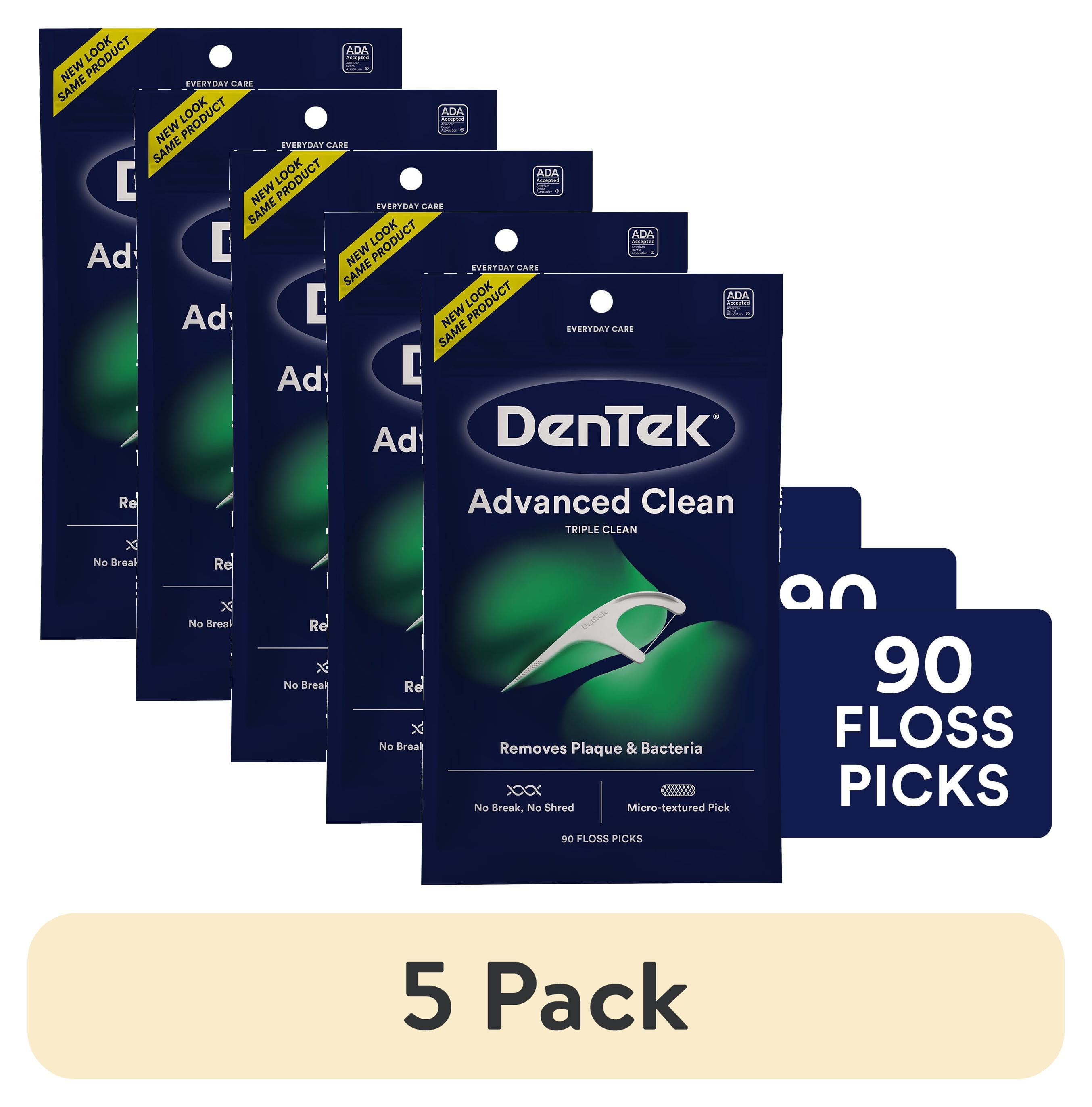 (5 Pack) Dentek Flossers, Advanced Clean Dental Floss Picks, No Break 