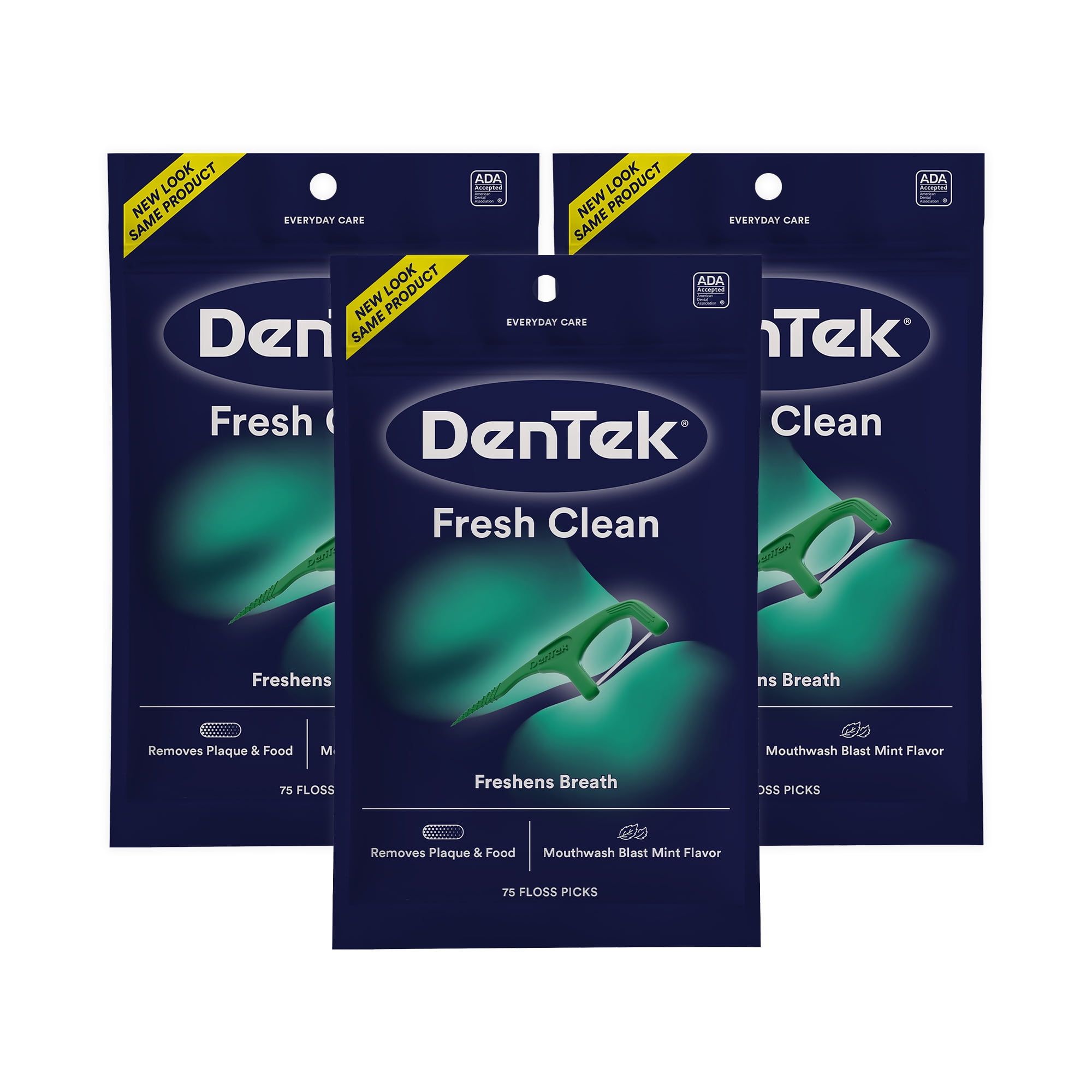DenTek Fresh Clean Floss Picks, For Extra Tight Teeth, 75 Count, 3 Pack ...