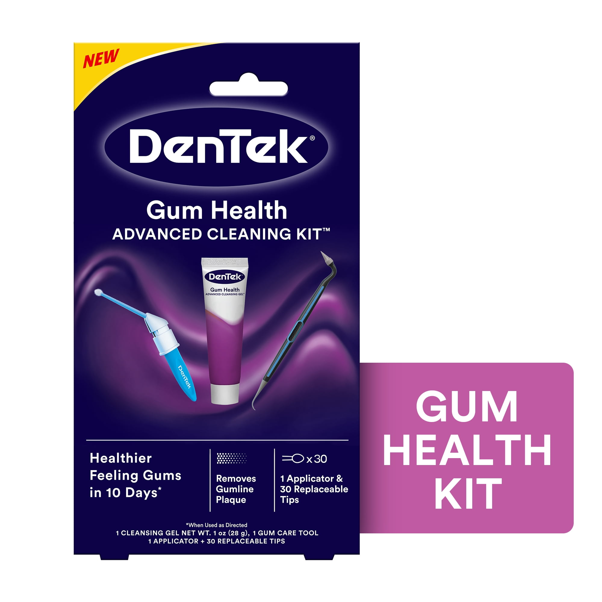 DenTek Gum Health Advanced Cleaning Kit, Oral Care Hygiene Kit, Gum Cleansing Gel, Gum Massager, and Plaque Scraper Dental Tools