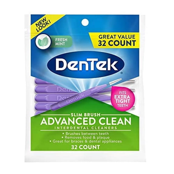 DenTek Slim Brush Interdental Cleaners | Slim Brush for Extra Tight spaces | 32-Count | 1-Pack C67
