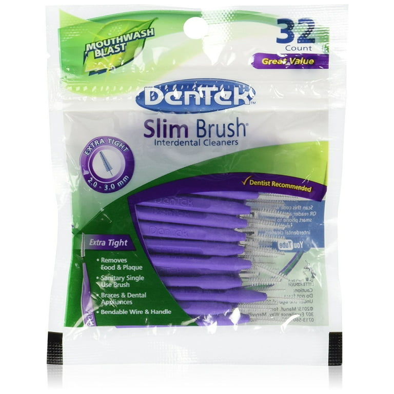 Dentek Slim Brush Interdental Cleaners 32 Count (Pack of 3)