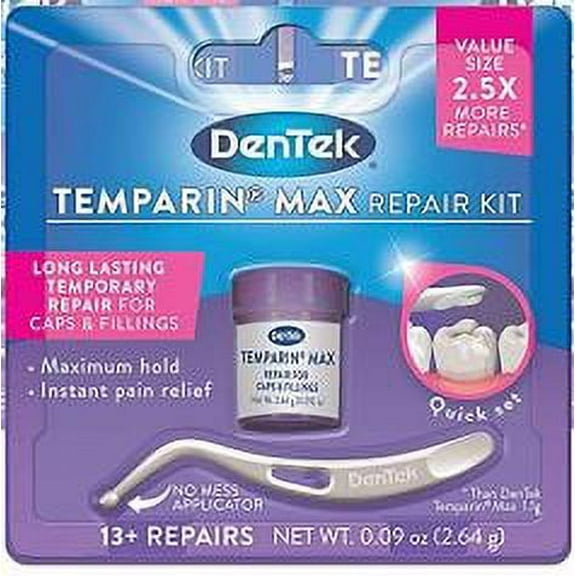 DenTek Temparin Max Advanced Dental Repair Kit, Loose Cap Set, 13+ Repairs (Pack of 12)